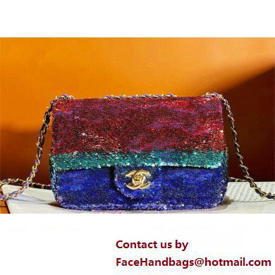 CHANEL Gradient Sequins & Gold-Tone Metal Multicolour Small Flap Bag AS4561 2024